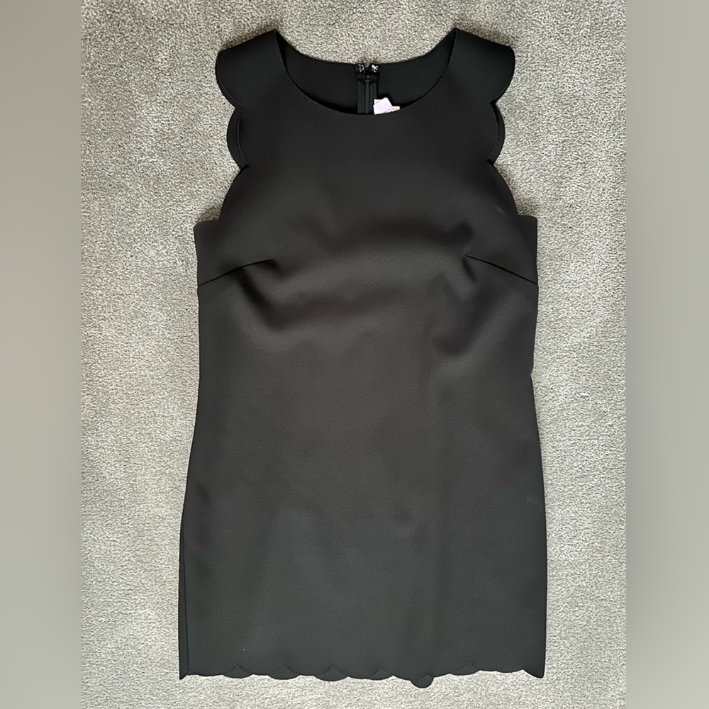 Jcrew scalloped black mini dress